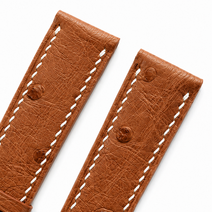 Cognac Brown Ostrich Leather Watch Strap