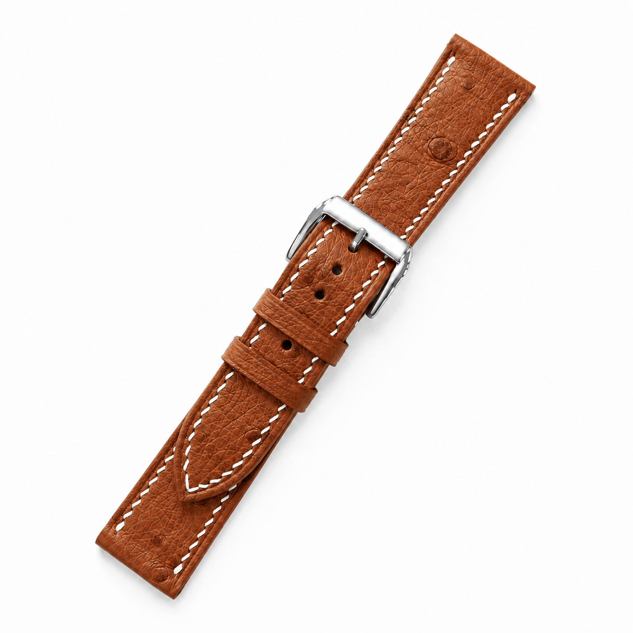 Cognac Brown Ostrich Leather Watch Strap