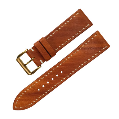 Cognac Brown Patina Vegetable Tanned Leather Watch Strap