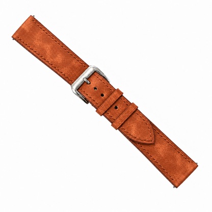 Cognac Orange Pueblo Leather Watch Strap - assembled with stainless steel buckle