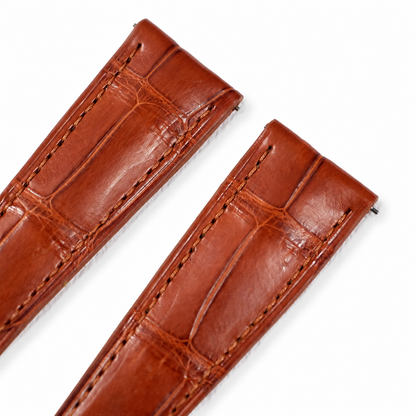 Cognac Red Brown Alligator Leather Watch Strap - Photo 6