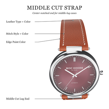 Middle cut leather watch strap 3D guide