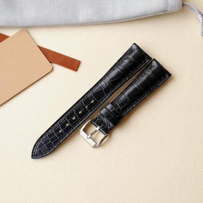 Customizable Black Alligator Leather Watch Strap