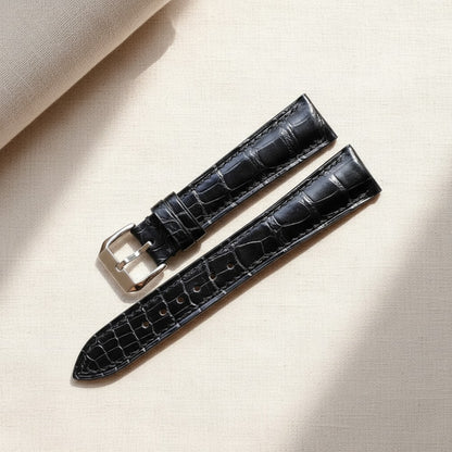 Customizable Black Alligator Leather Watch Strap