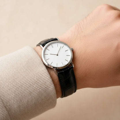Customizable Black Alligator Leather Watch Strap