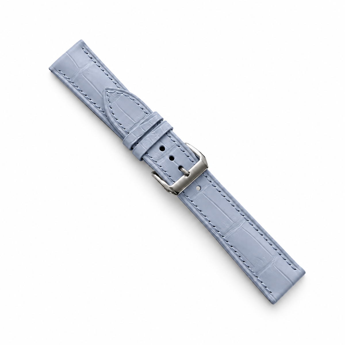 Paradise Cloud Blue Alligator Leather Watch Strap - topside scale macro