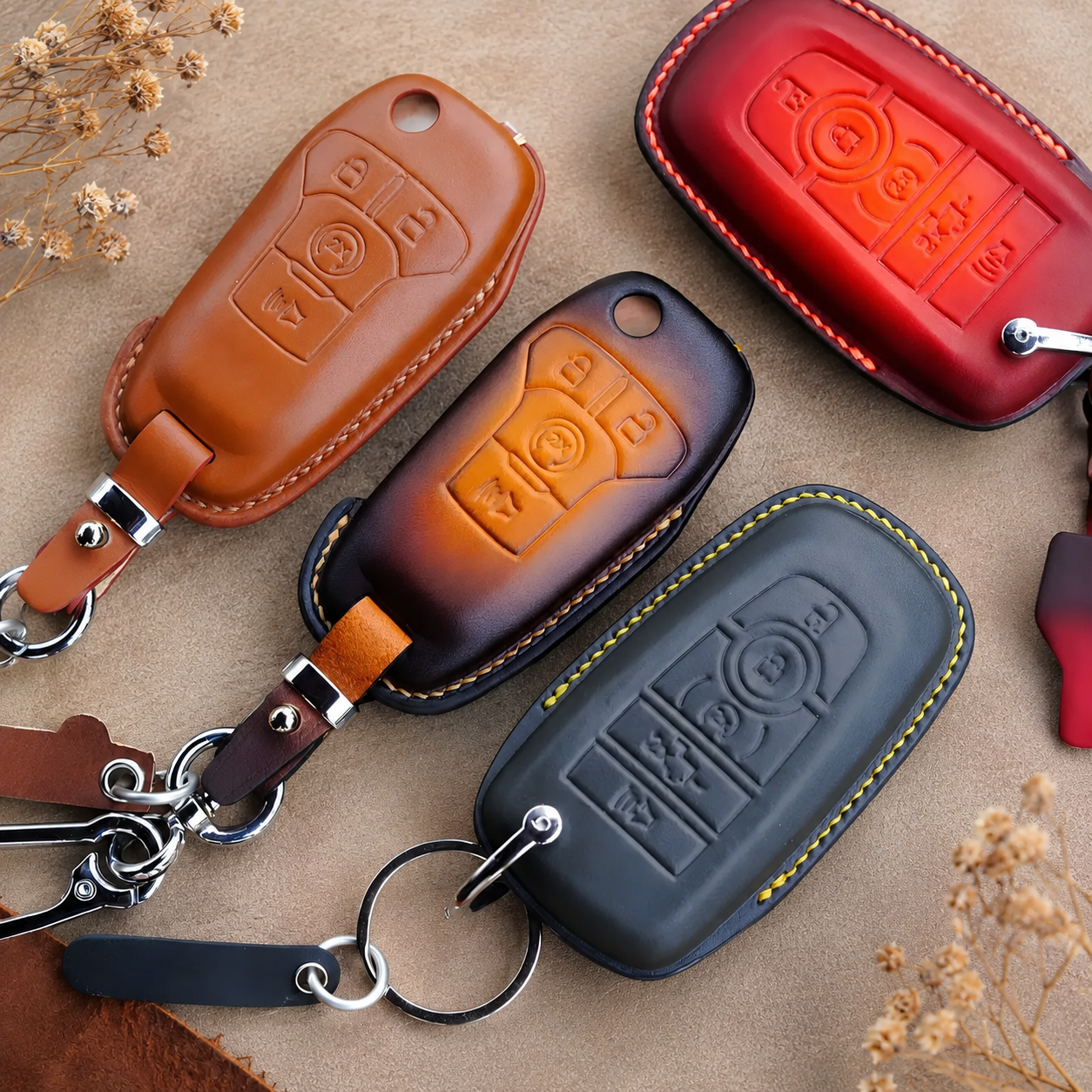 Ford truck leather smart key fob cover