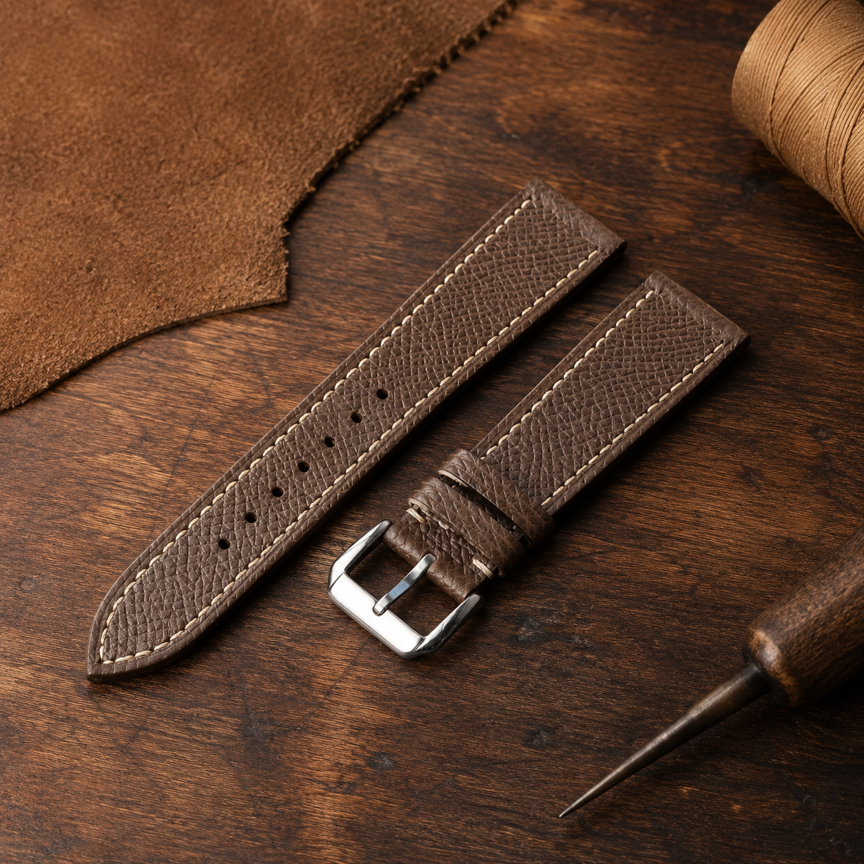 Dark Brown Epsom Leather Watch Strap