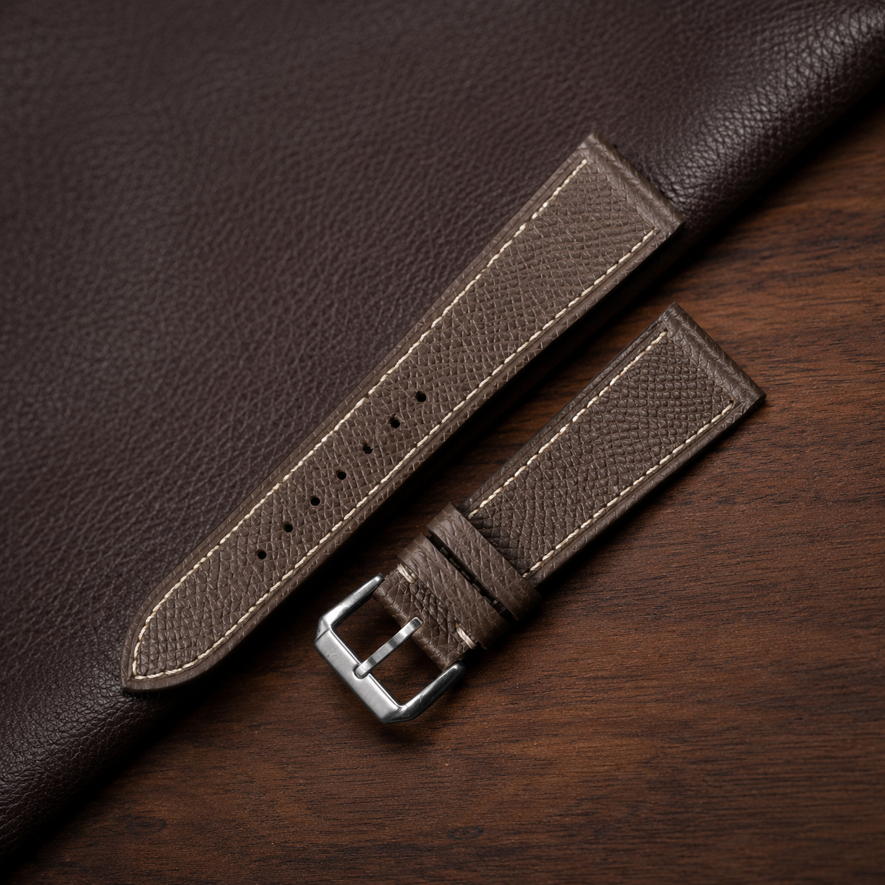 Dark Brown Epsom Leather Watch Strap