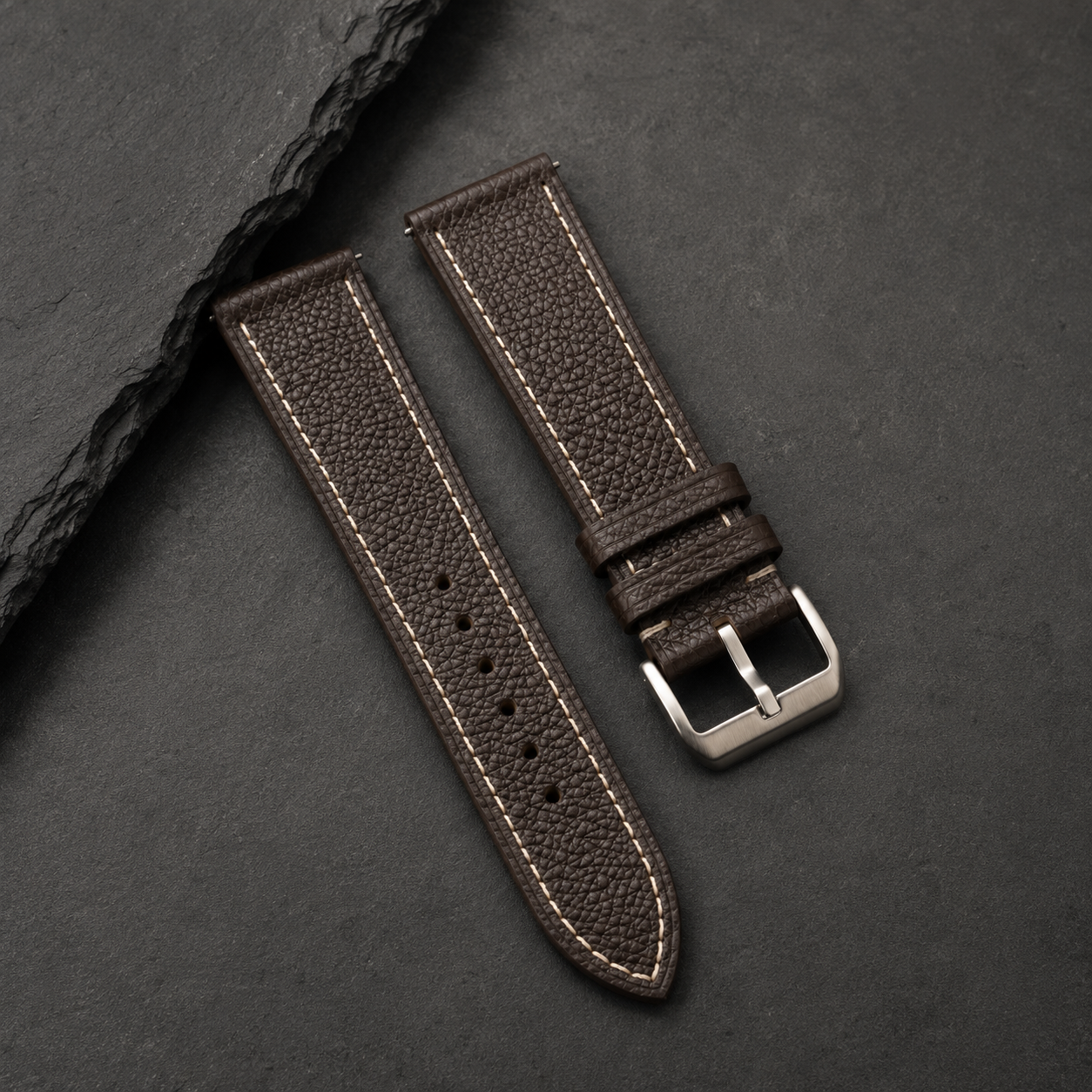 Dark Brown Epsom Leather Watch Strap