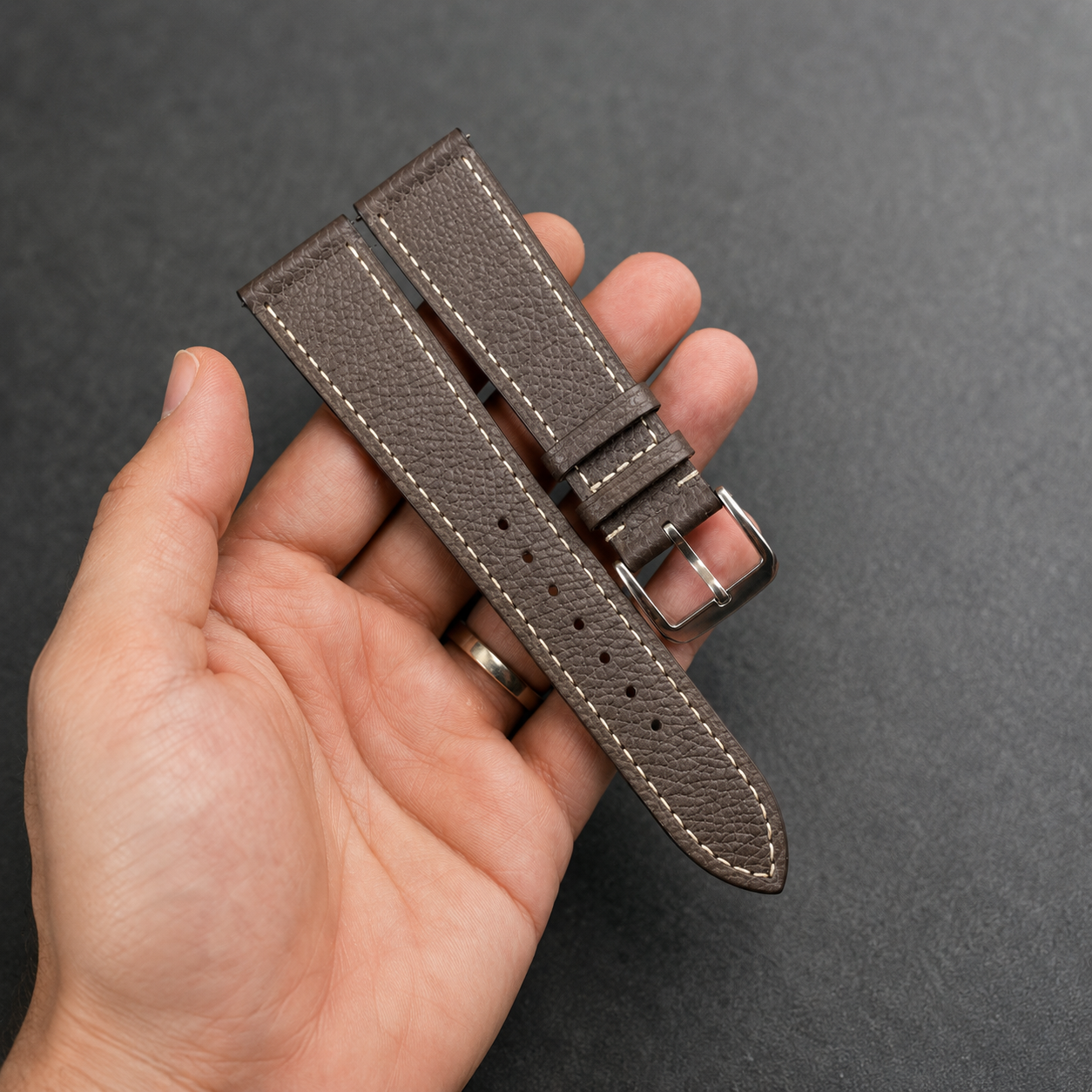 Dark Brown Epsom Leather Watch Strap