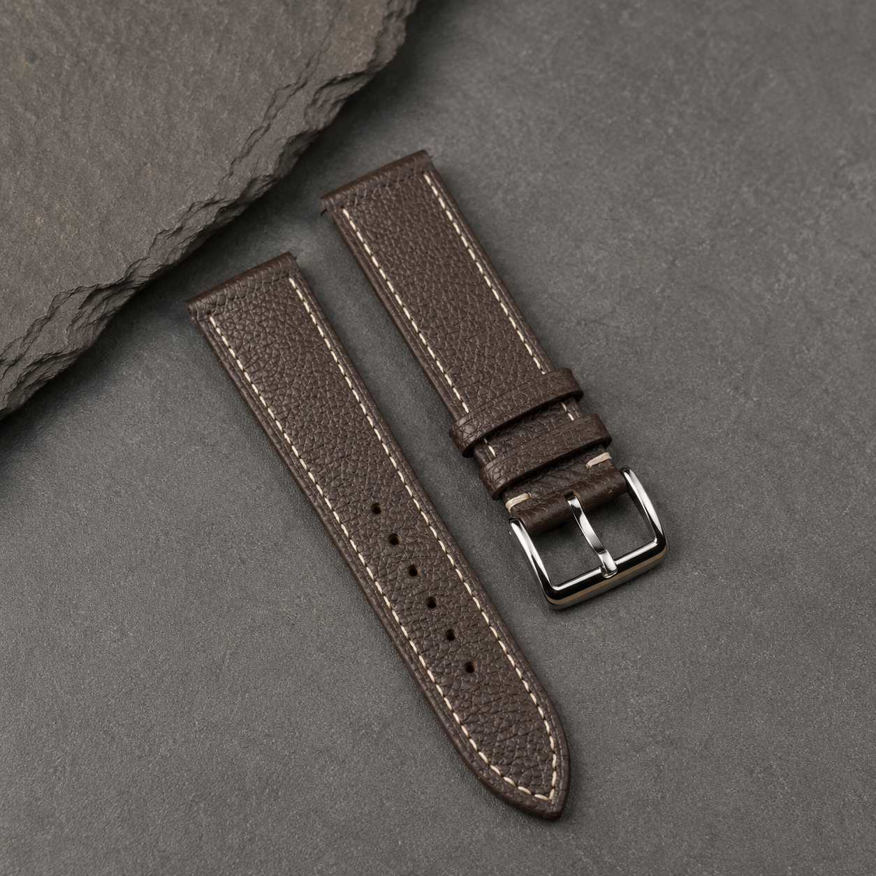 Dark Brown Epsom Leather Watch Strap