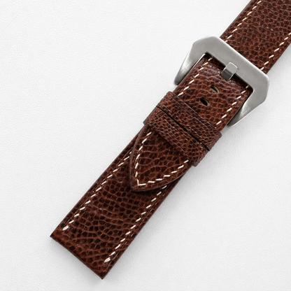 Dark Brown Ostrich Leg Leather Watch Strap