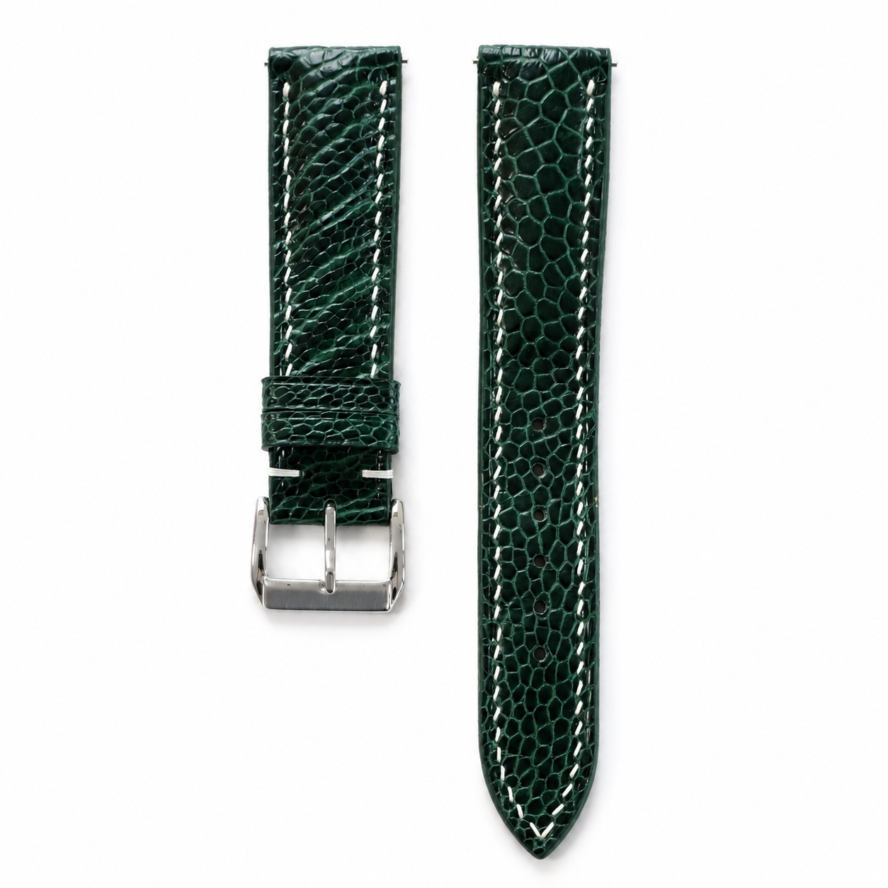 Dark Green Ostrich Leg Leather Watch Strap