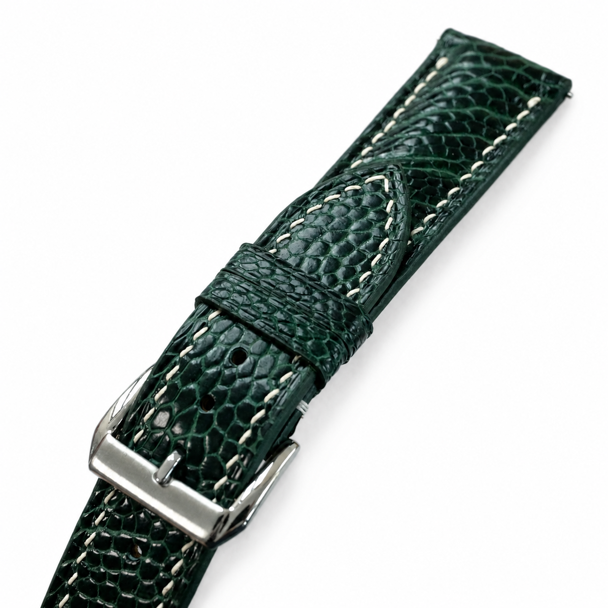 Dark Green Ostrich Leg Leather Watch Strap