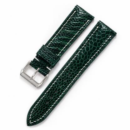 Dark Green Ostrich Leg Leather Watch Strap