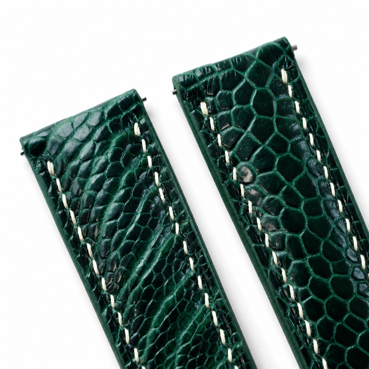 Dark Green Ostrich Leg Leather Watch Strap