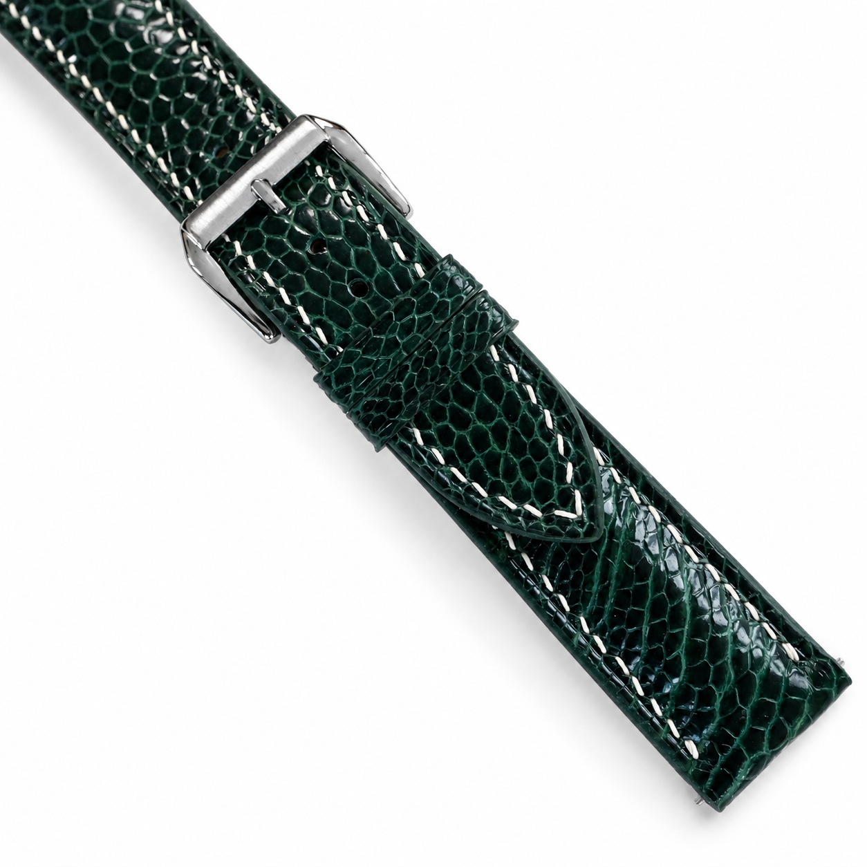 Dark Green Ostrich Leg Leather Watch Strap