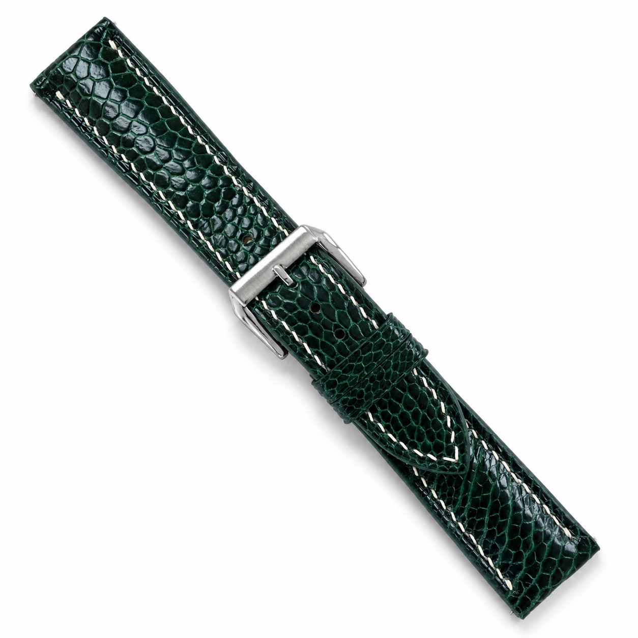 Dark Green Ostrich Leg Leather Watch Strap