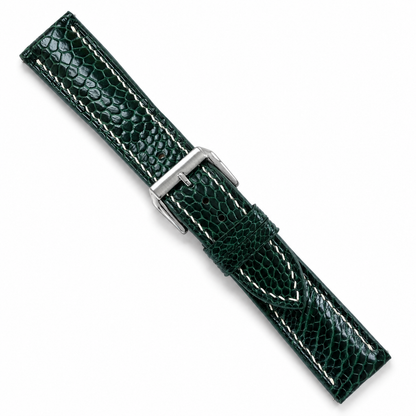 Dark Green Ostrich Leg Leather Watch Strap