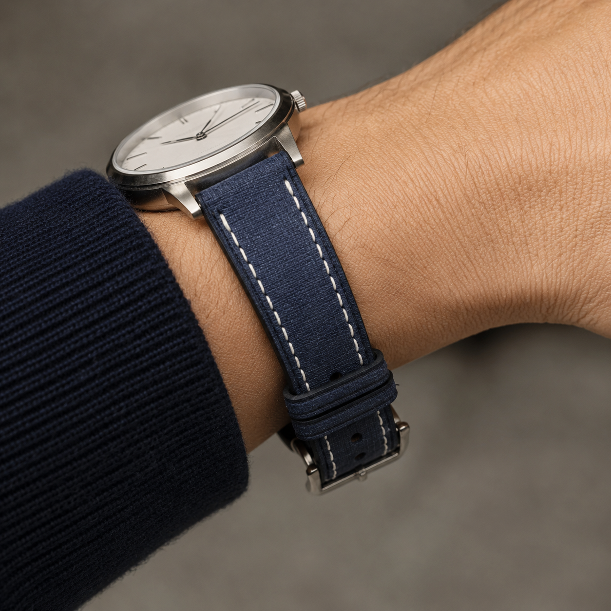 Dark Grey Babele Leather Watch Strap