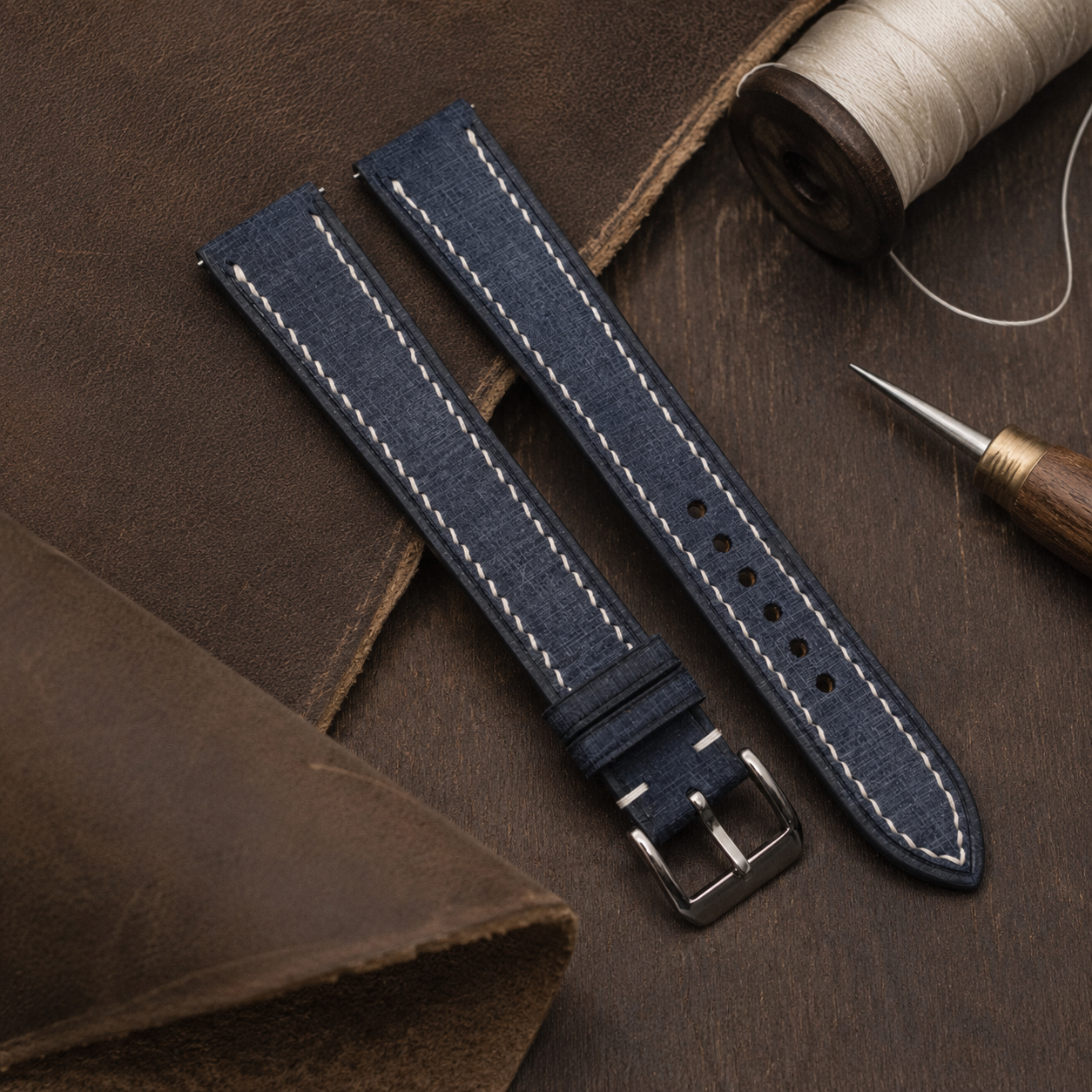 Dark Grey Babele Leather Watch Strap
