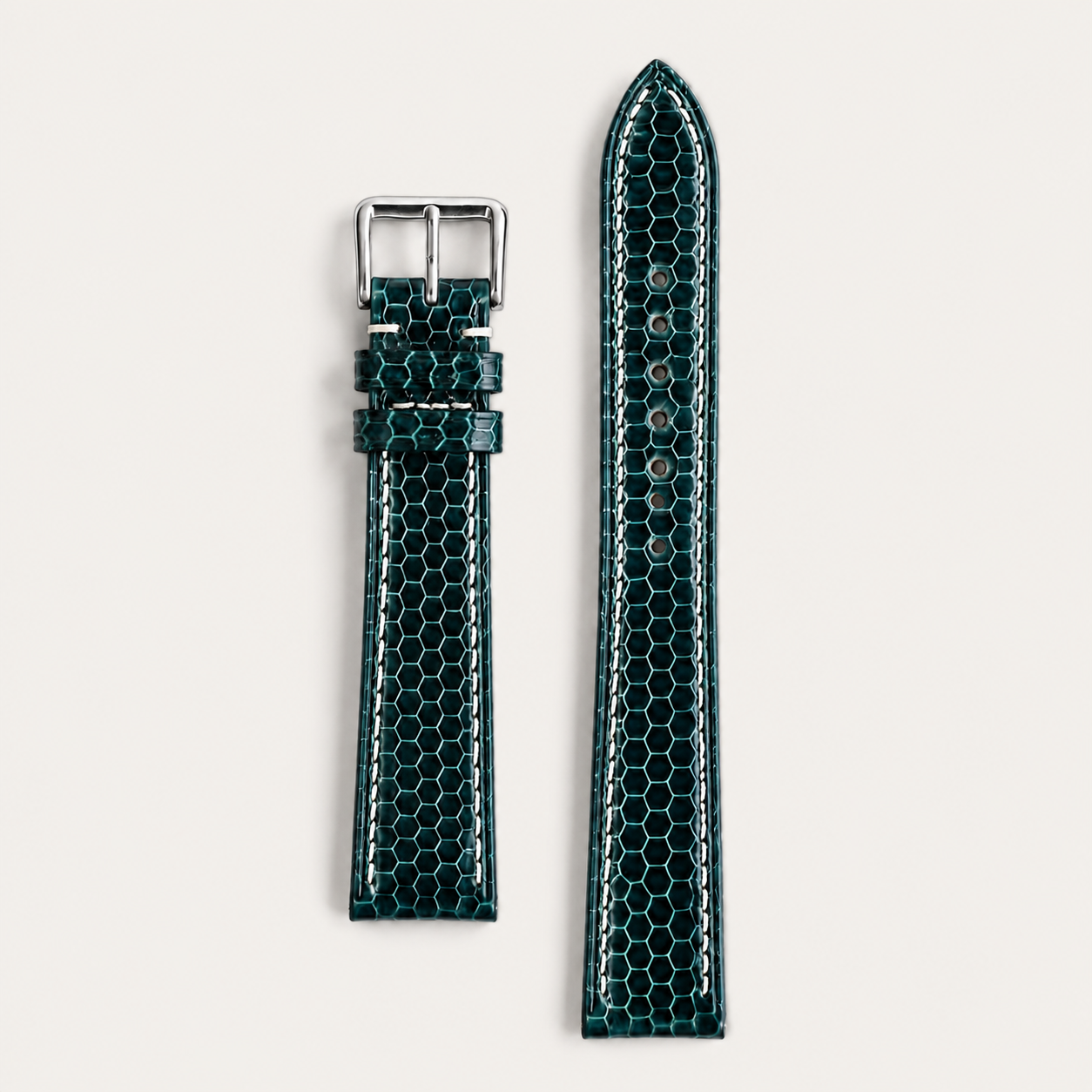 Dark Teal Green Lizard Leather Watch Strap
