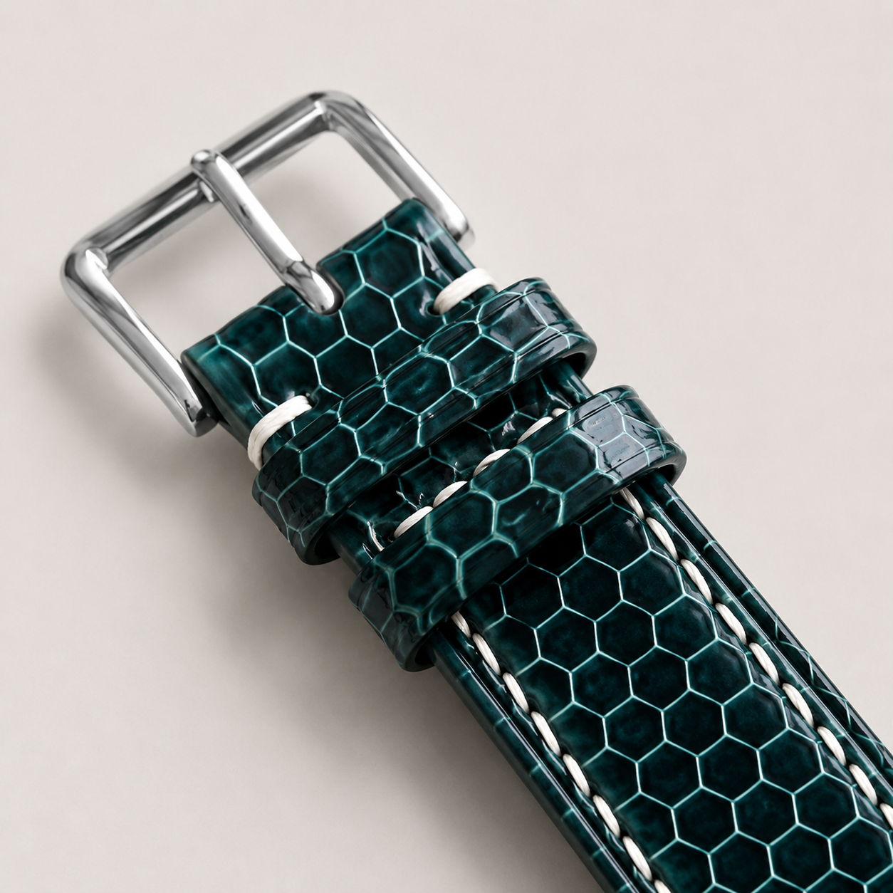 Dark Teal Green Lizard Leather Watch Strap