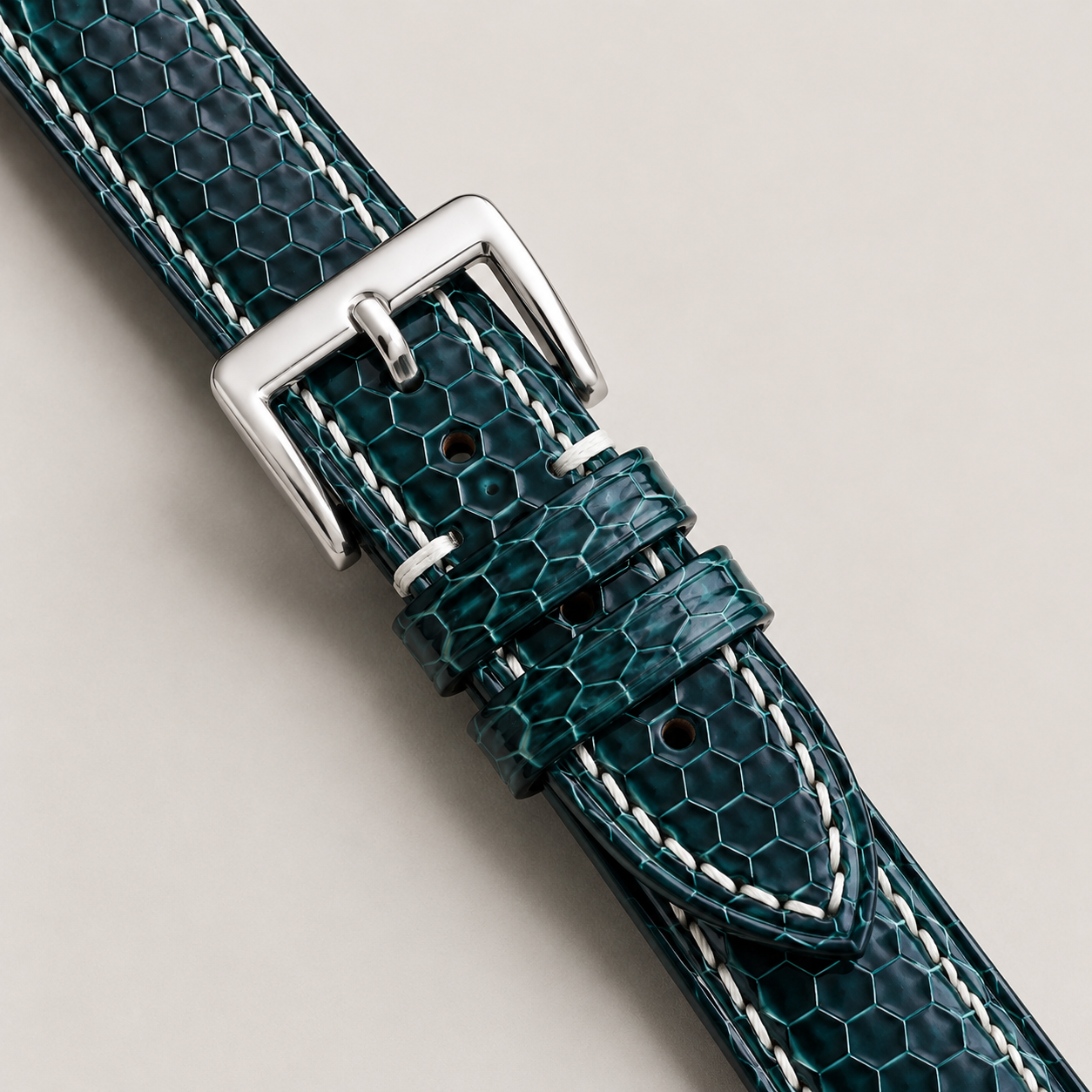 Dark Teal Green Lizard Leather Watch Strap