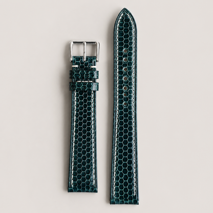 Dark Teal Green Lizard Leather Watch Strap