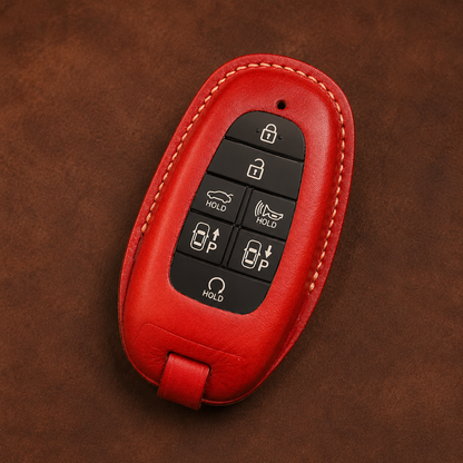 Hyundai Palisade red leather smart key fob cover