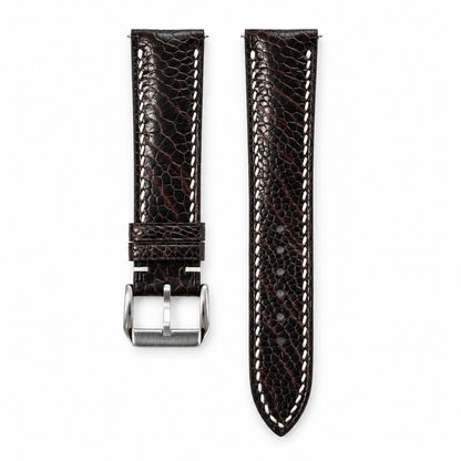 Nicotine Brown Small Scale Ostrich Leg Leather Watch Strap - hero