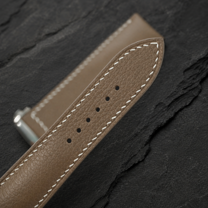 Deployant Taupe Togo Leather Watch Strap