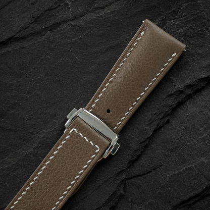 Deployant Taupe Togo Leather Watch Strap
