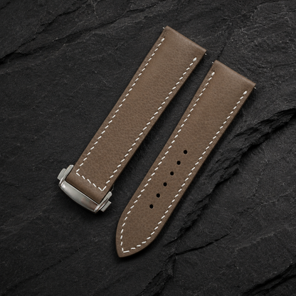 Deployant Taupe Togo Leather Watch Strap