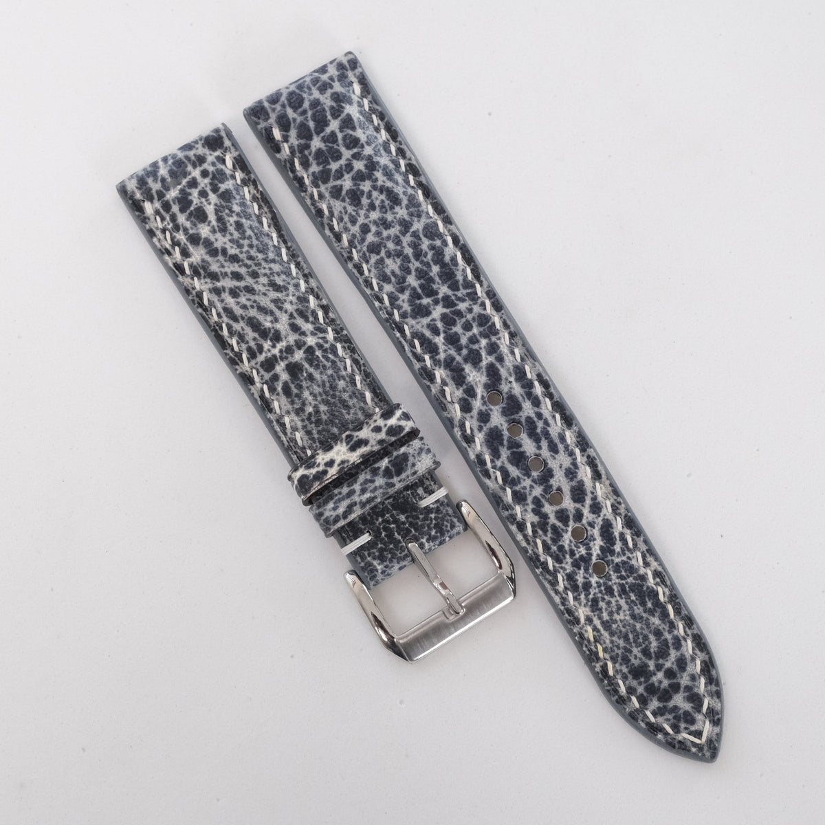 Distressed Blue Gray Italian Leather Watch Strap - Photo 3