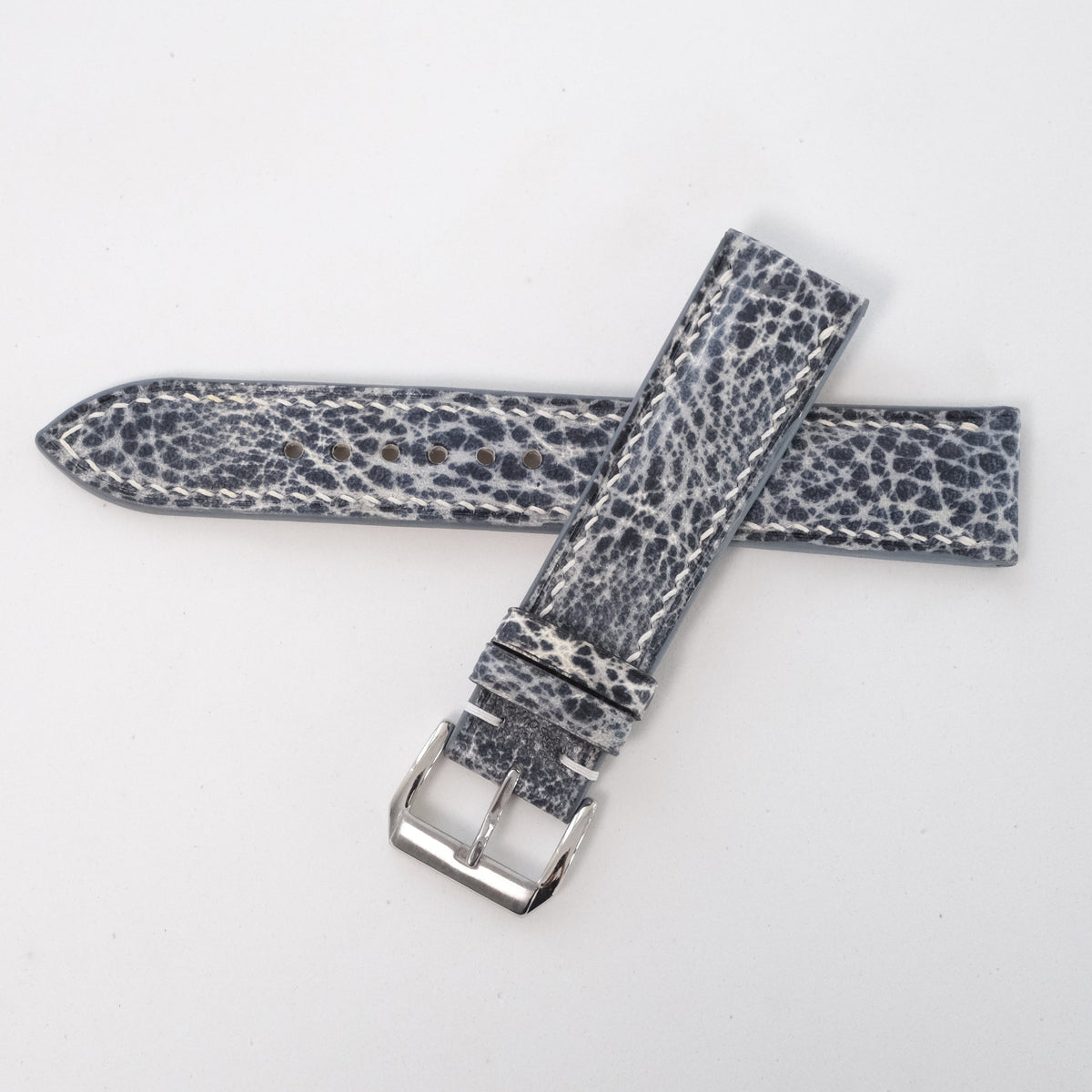 Distressed Blue Gray Italian Leather Watch Strap - Photo 4