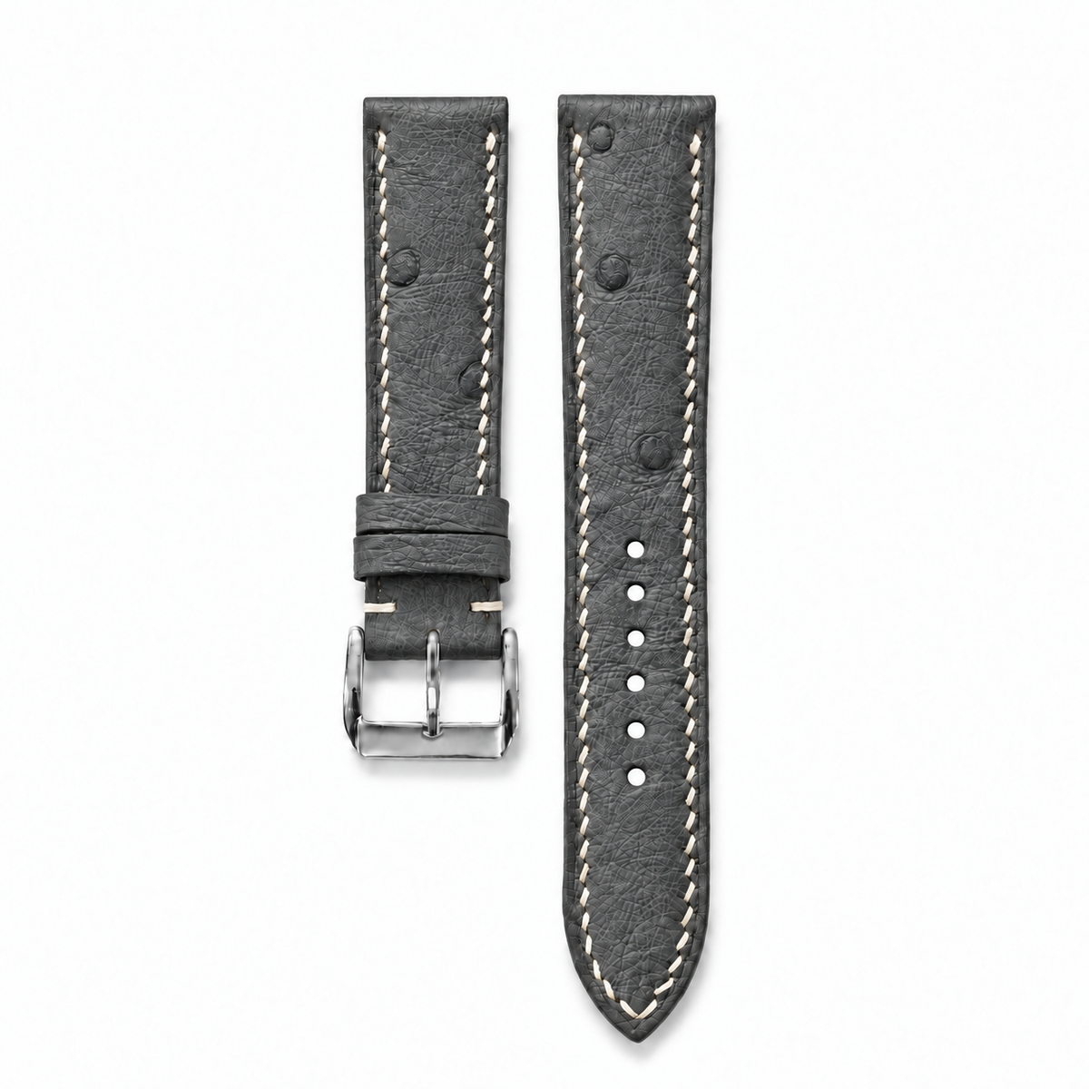 Charcoal Gray Ostrich Leather Watch Strap - product front