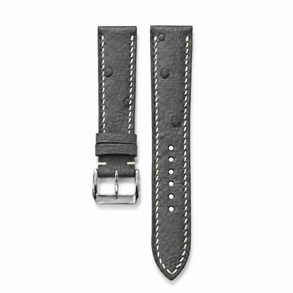 Charcoal Gray Ostrich Leather Watch Strap - product front