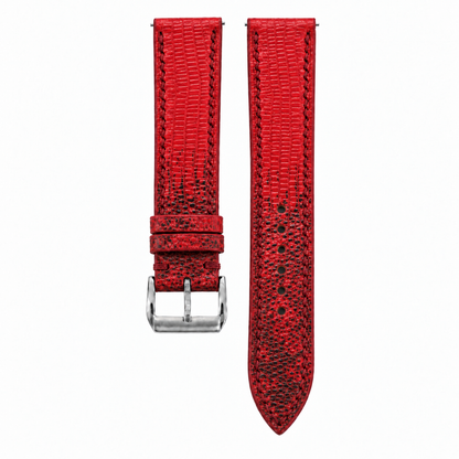Red Lizard Leather Watch Strap - hero