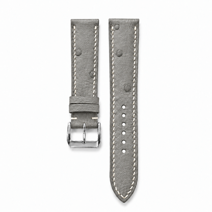 Stone Gray Ostrich Leather Watch Strap - product front