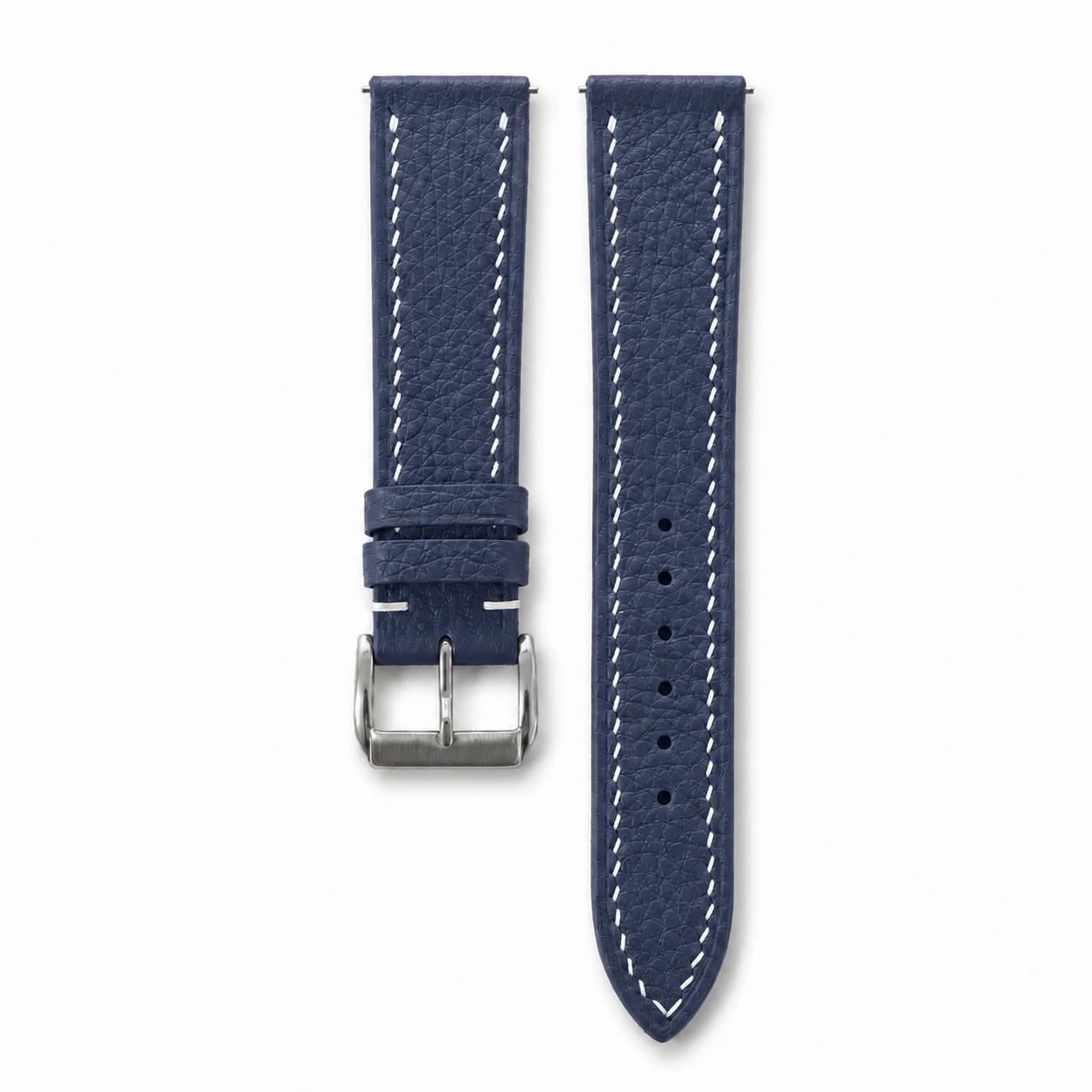 Flat Navy Togo Leather Watch Strap