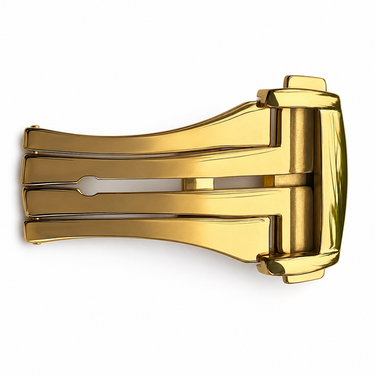 Gold deployant hidden-tail folding clasp for watch straps