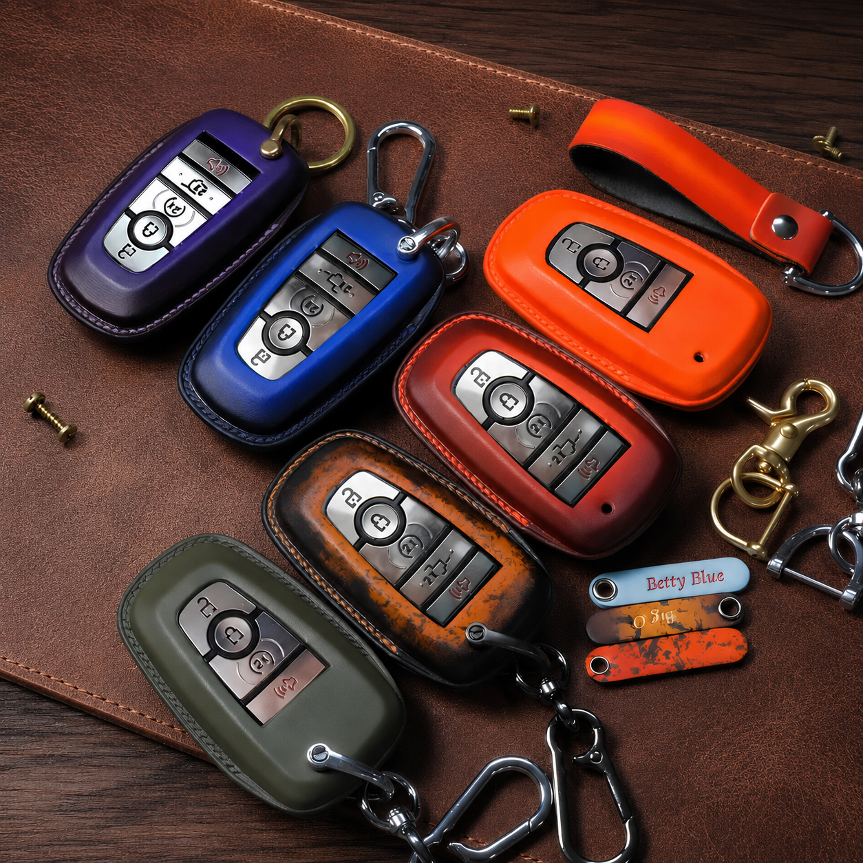Custom Leather Key Fob Cover for Ford F-150 - View 1