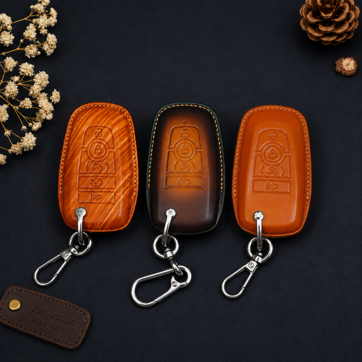 Handcrafted Leather Key Fob Cover for Ford F-150 - Hero Color Showcase