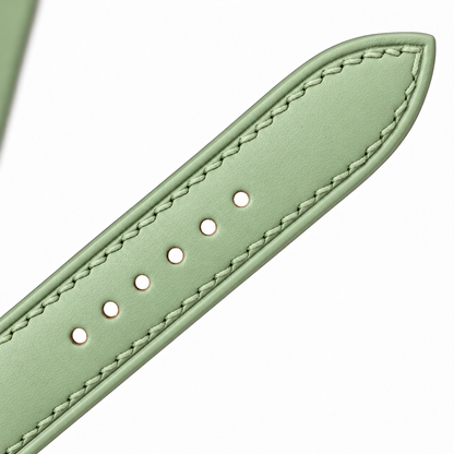 Pastel Sage Green Swift Leather Watch Strap - side profile