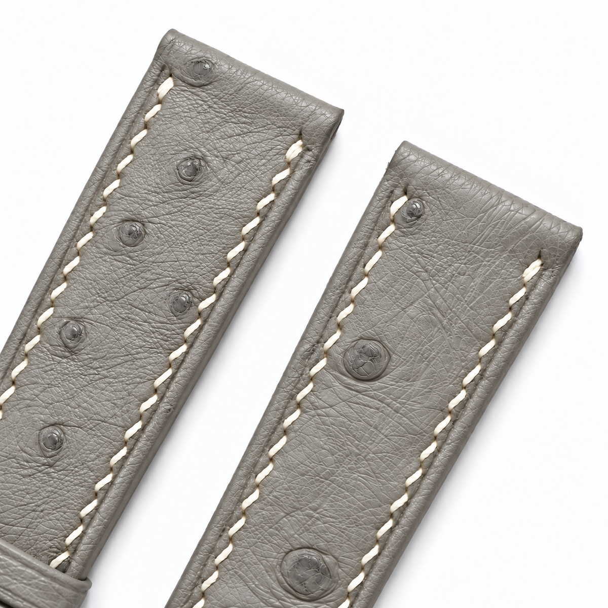 Stone Gray Ostrich Leather Watch Strap - quill texture detail