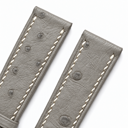 Stone Gray Ostrich Leather Watch Strap - quill texture detail