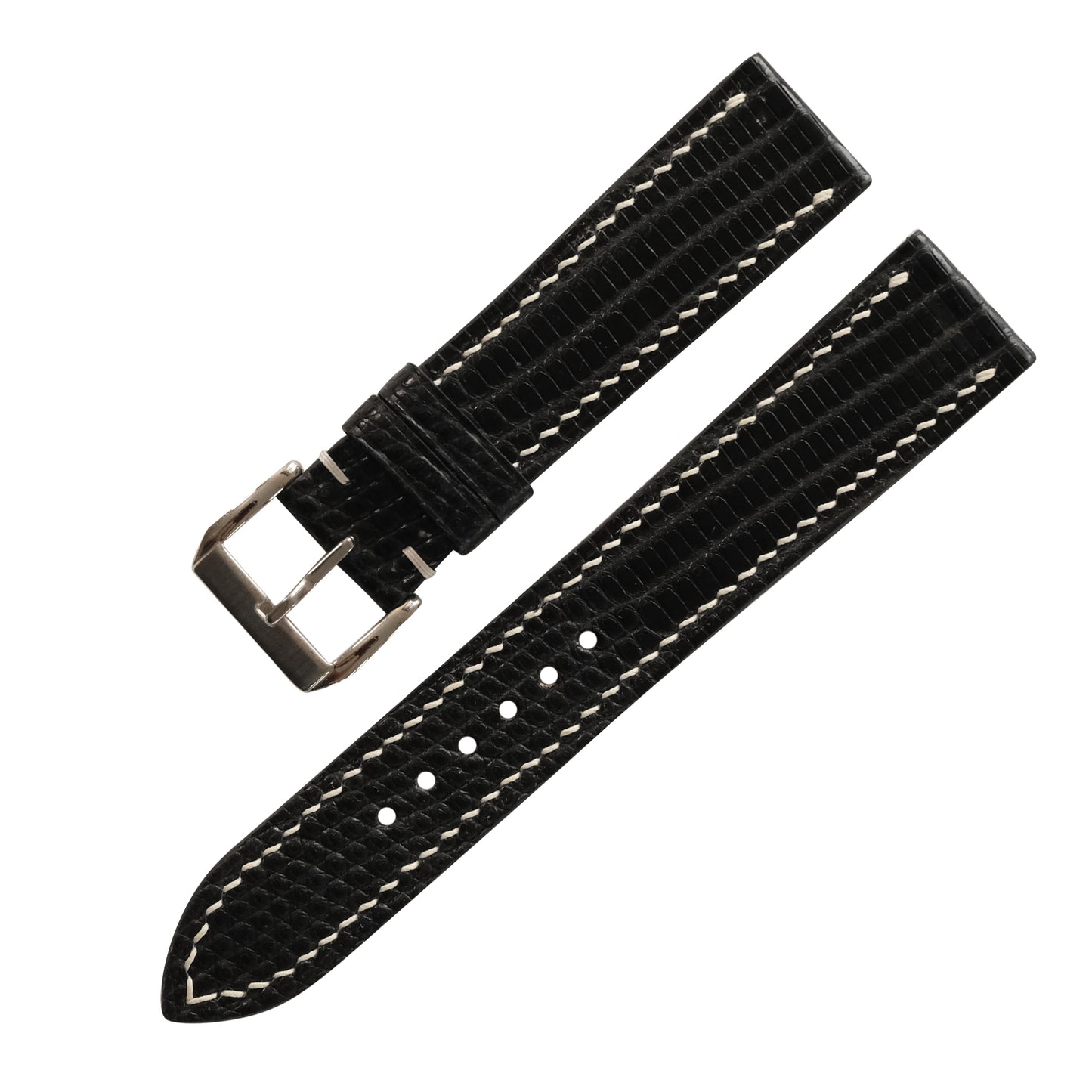 Flat Black Lizard Leather Watch Strap