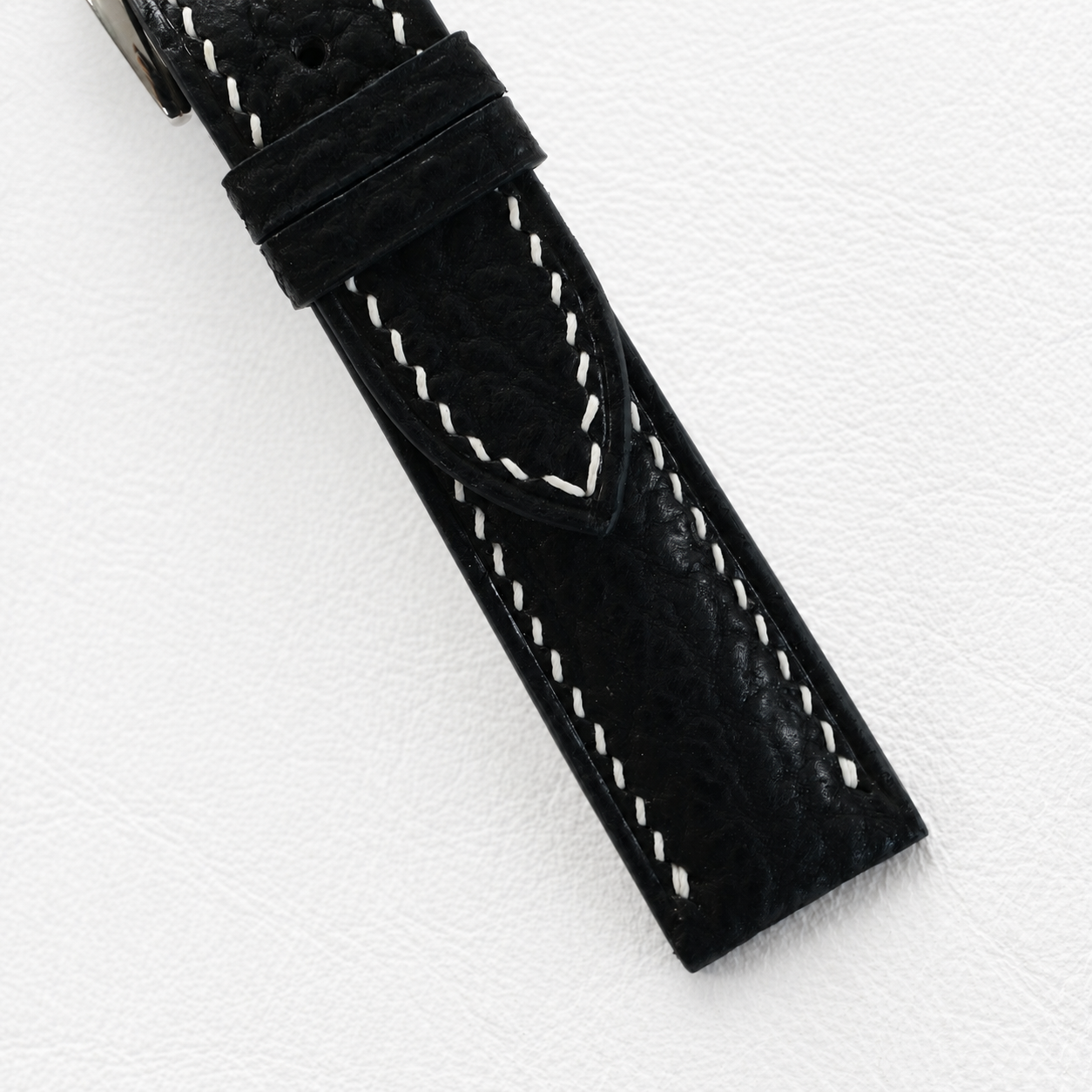 Flat Black Shark Leather Watch Strap
